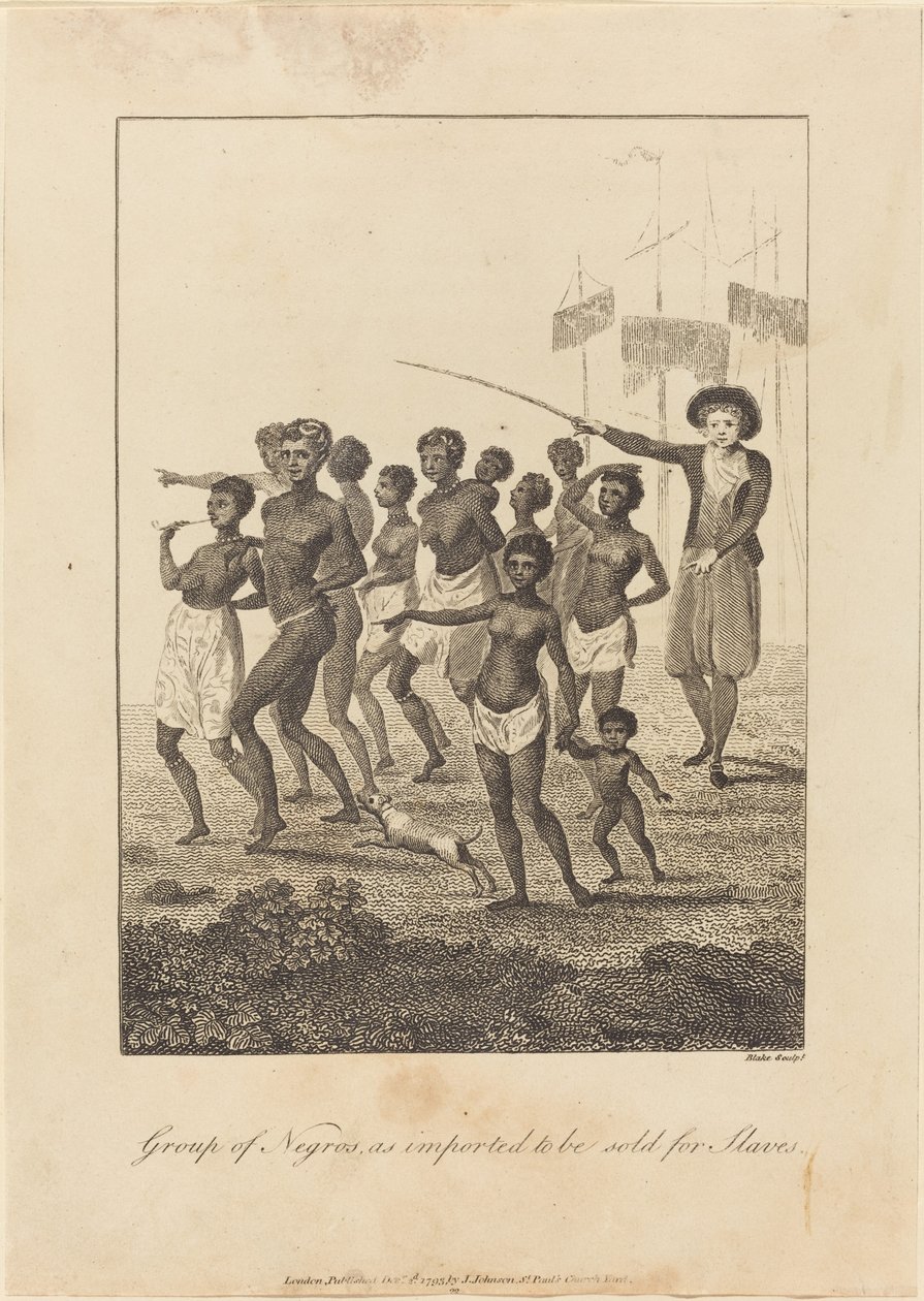 Grupa czarnych, importowana na sprzedaż dla niewolników, 1793. autorstwa William Blake