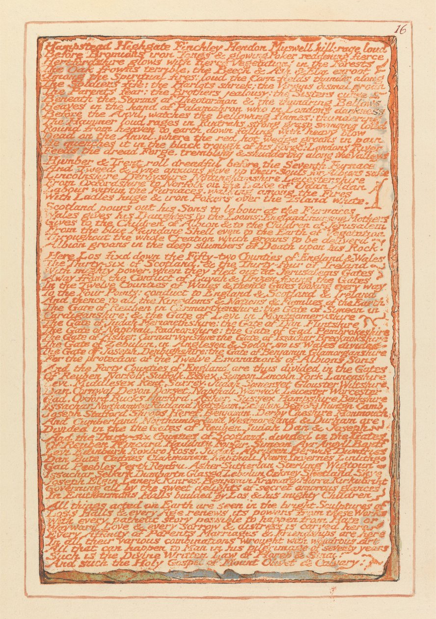 "Hampstead Highgate Finchley Hendon Muswell Hill..." (Platte 16) autorstwa William Blake