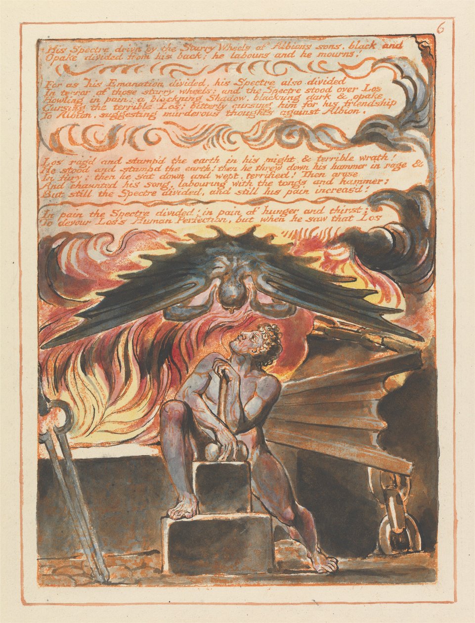 Sein Gespenst getrieben von den Sternenrädern der Söhne Albions... (Platte 6) autorstwa William Blake