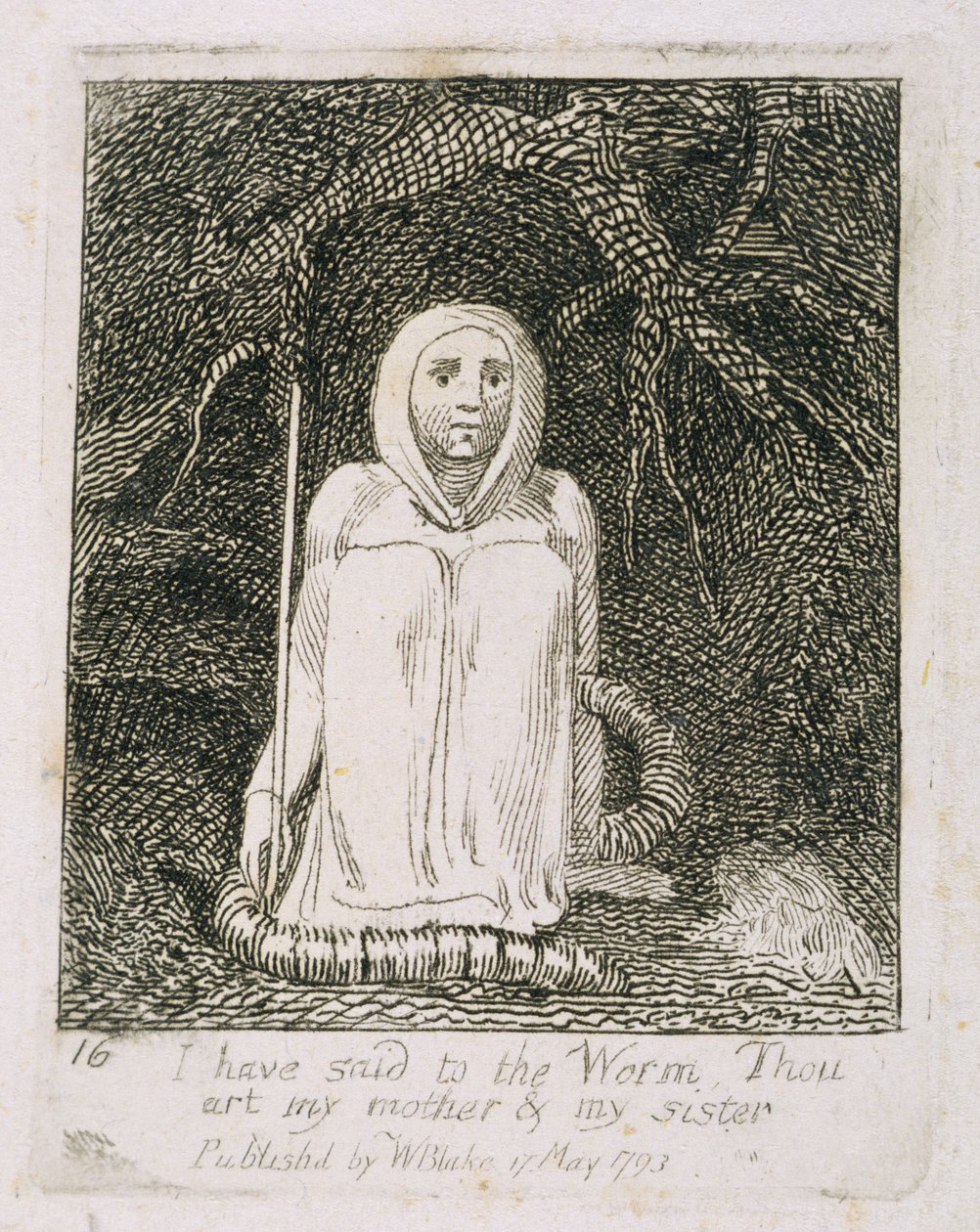 Robakowi powiedziałem, że jesteś moją matką i moją siostrą, płyta 17 z „Dla dzieci. Bramy raju”, 1793 autorstwa William Blake