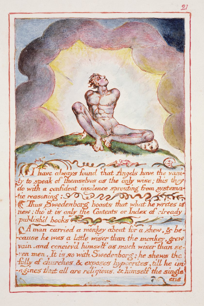 Zawsze przekonywałem się, że anioły mają…, ilustracja i tekst z „Wesela Nieba i Piekła”, ok. 1790-3 (akwaforta wykończona długopisem i akwarelą) autorstwa William Blake