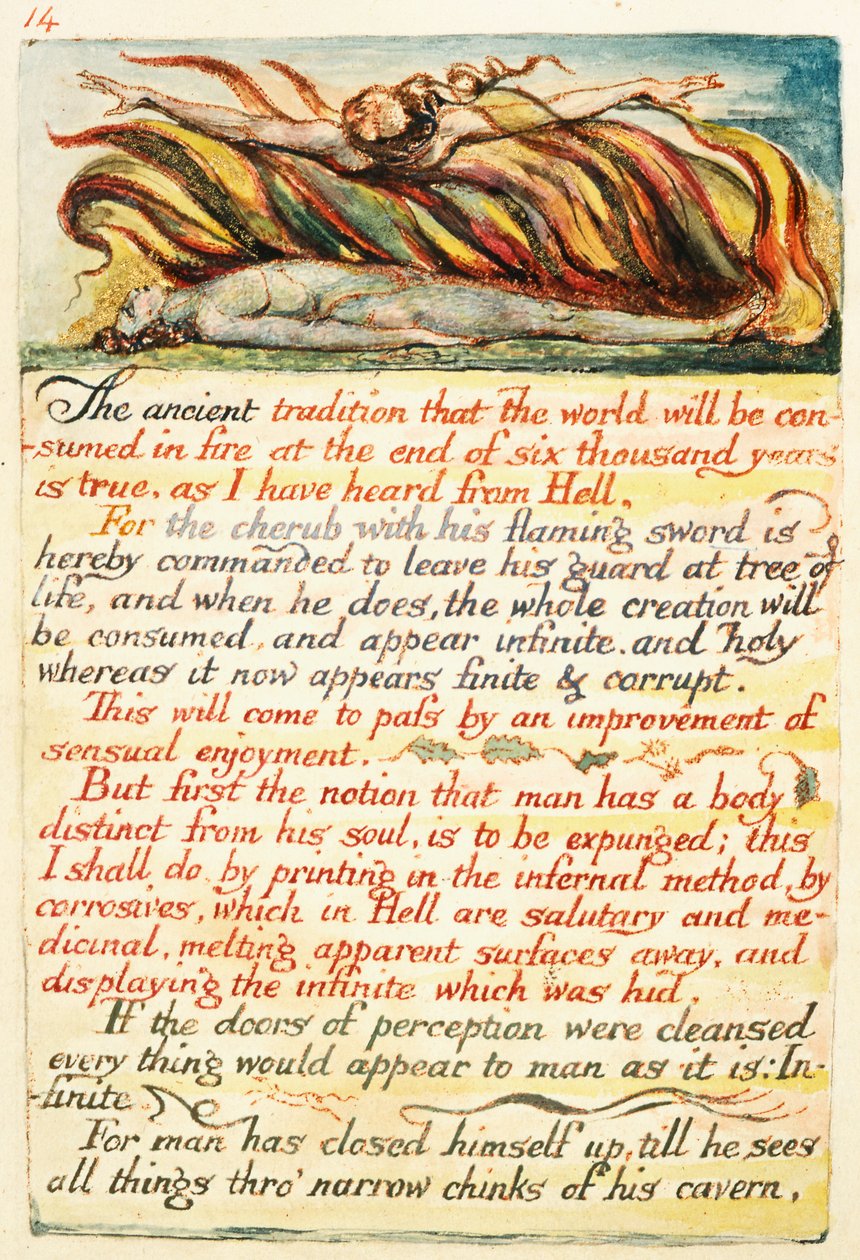 Ilustracja z "Zaślubin nieba i piekła", ok. 1808 r. (akwaforta ręcznie kolorowana) autorstwa William Blake