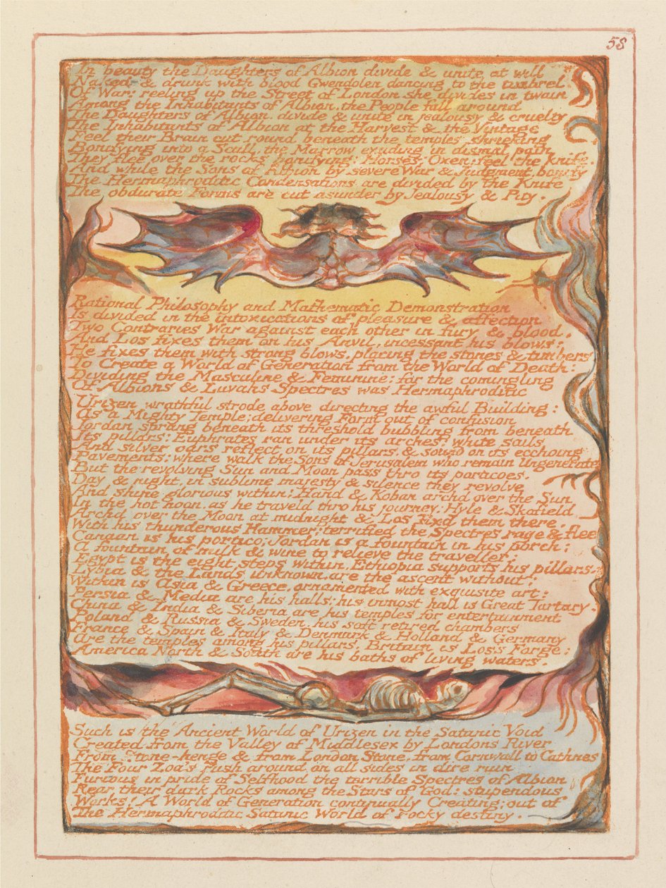 "In Schönheit teilen sich die Töchter von Albion..." (Platte 58) autorstwa William Blake