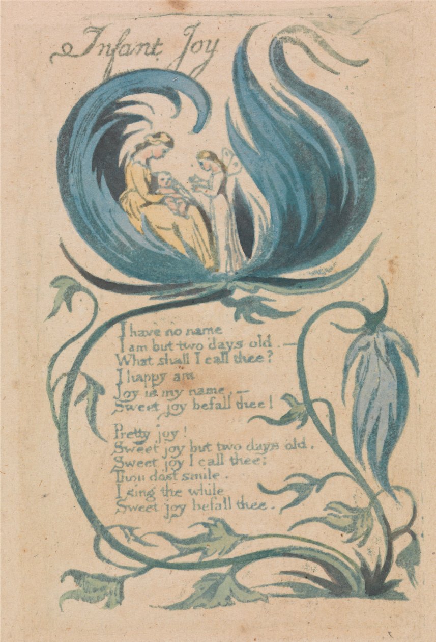 Pieśni niewinności i doświadczenia, płyta 28, „Dziecięca radość” (Bentley 25) autorstwa William Blake