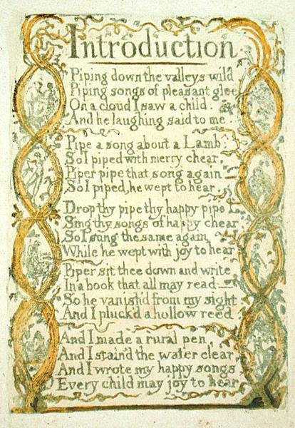 Wstęp, płyta 3 z "Pieśni niewinności". autorstwa William Blake