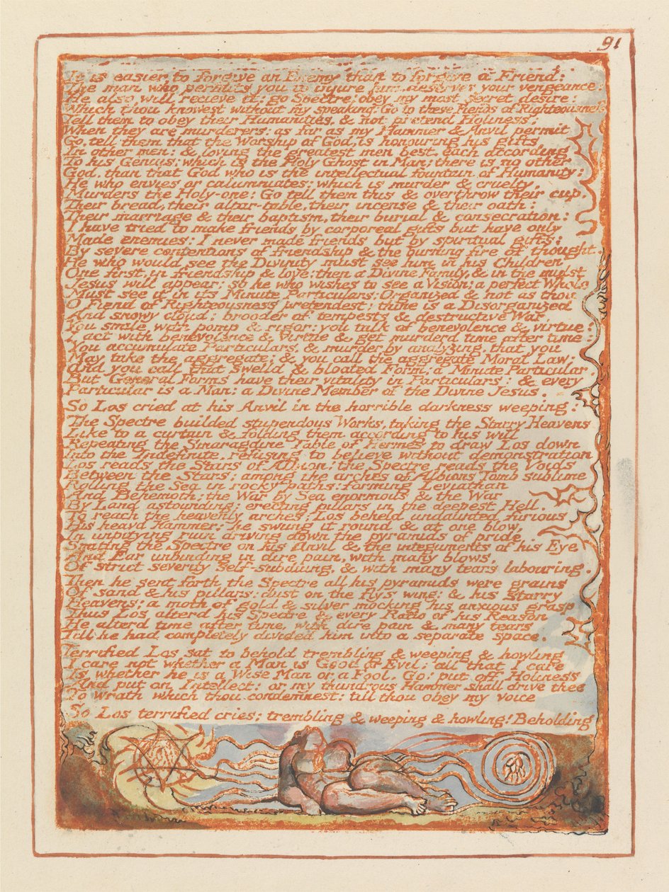 "Es ist leichter, einem Feind zu vergeben..." (Tafel 91) autorstwa William Blake