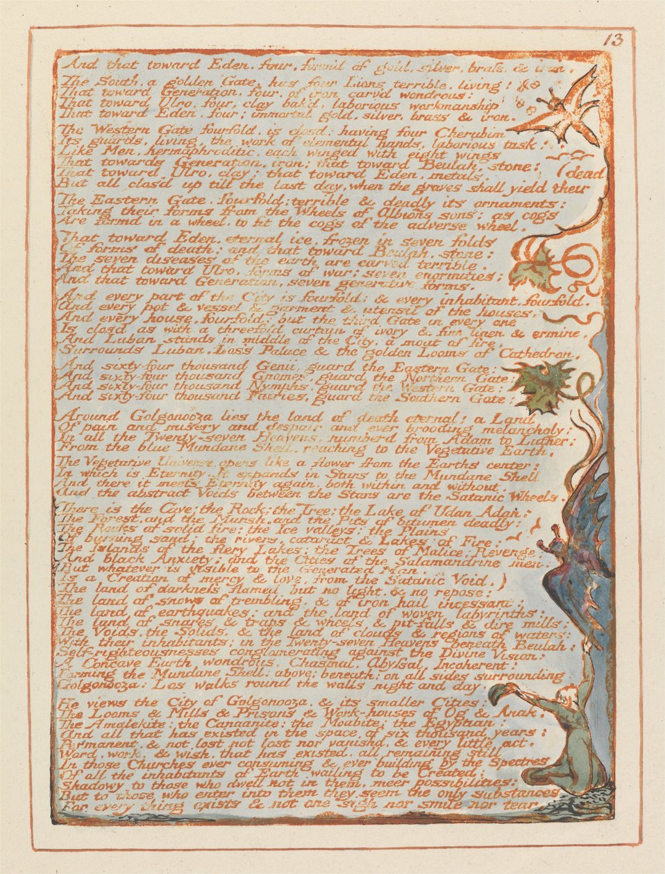 Jerozolima, Plate 13, I że w kierunku Eden.... autorstwa William Blake