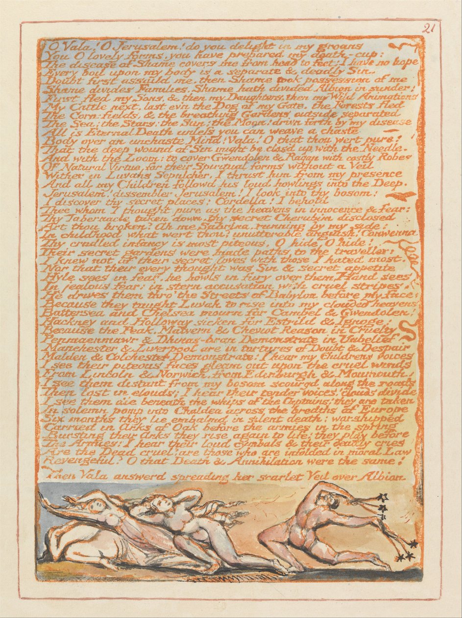 Jerozolima, tablica 21, blisko! O Jeruzalem.... autorstwa William Blake