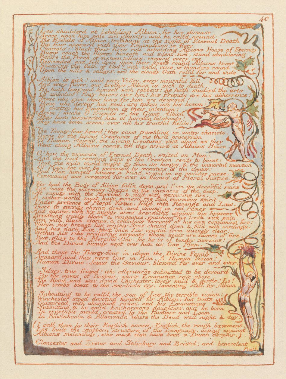 Jerozolima, ilustracja 40, Los wzdryga się na widok Albionu.... autorstwa William Blake