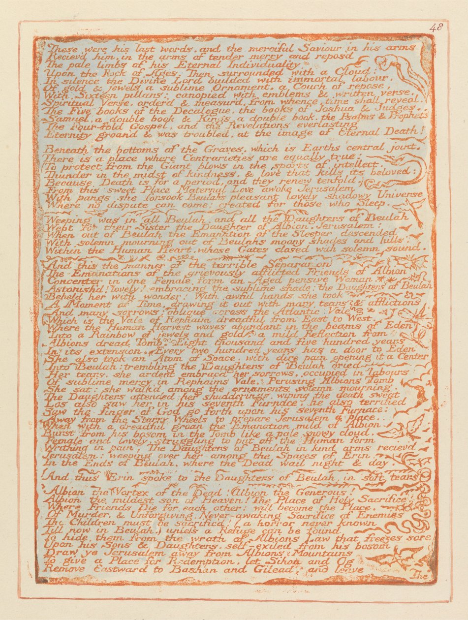 Jerozolima, ilustracja 48, to były jego ostatnie słowa.... autorstwa William Blake