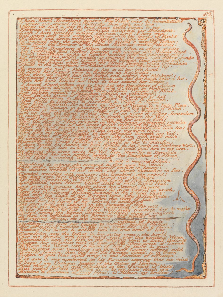 Jerozolima, ilustracja 82, słyszałem jęki Jerozolimy... autorstwa William Blake