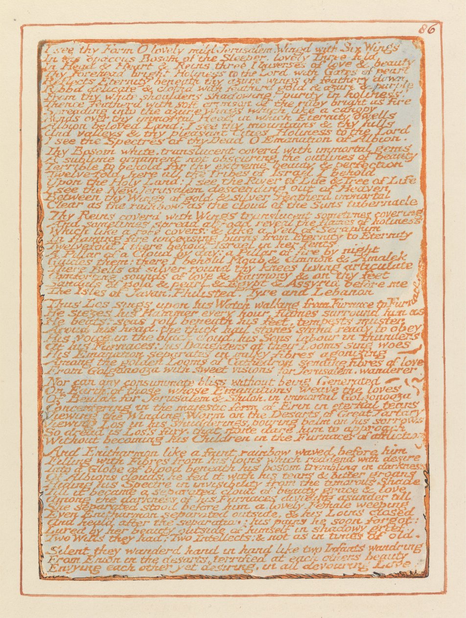 Jerozolima, tablica 86, widzę twoją formę.... autorstwa William Blake
