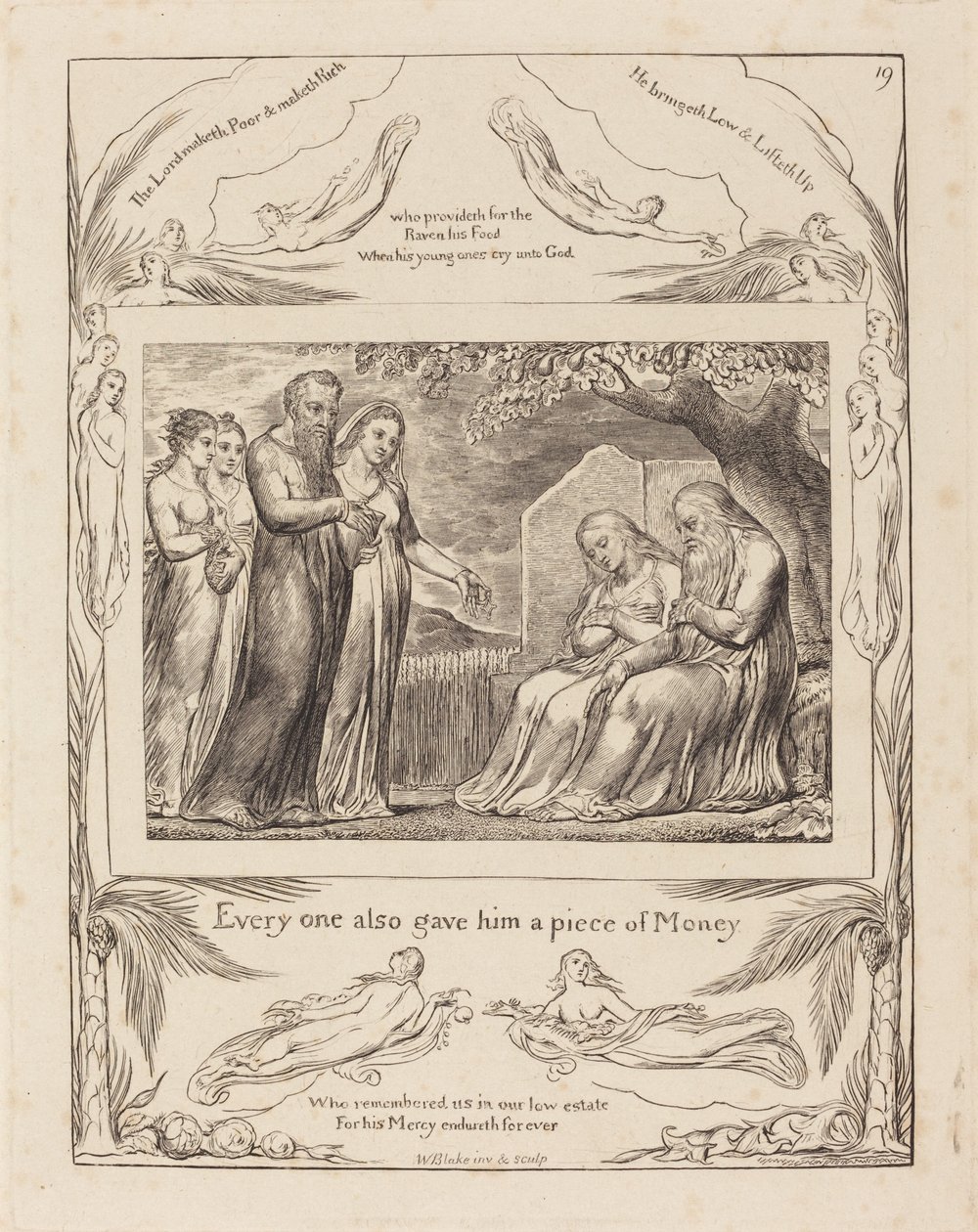 Hiob przyjmujący jałmużnę autorstwa William Blake