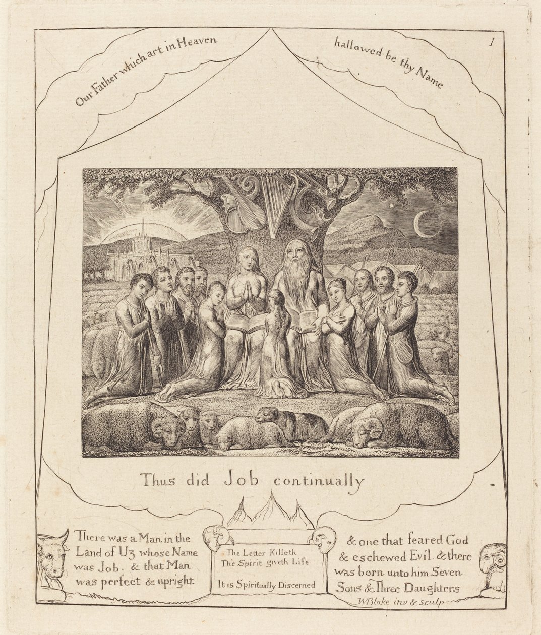 Hiob i jego rodzina autorstwa William Blake