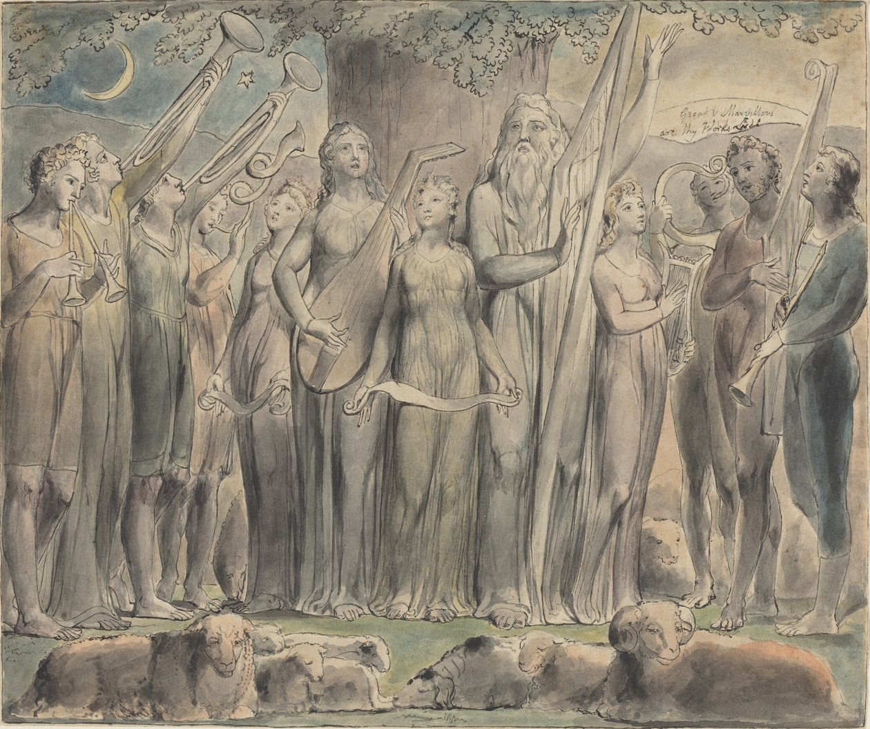 Hiob i jego rodzina wrócili do dobrobytu autorstwa William Blake