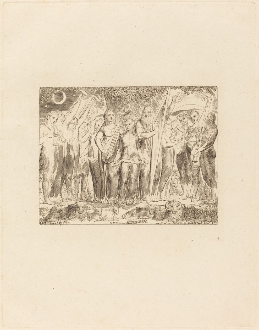 Hiob i jego rodzina przywrócona do dobrobytu, 1825. autorstwa William Blake