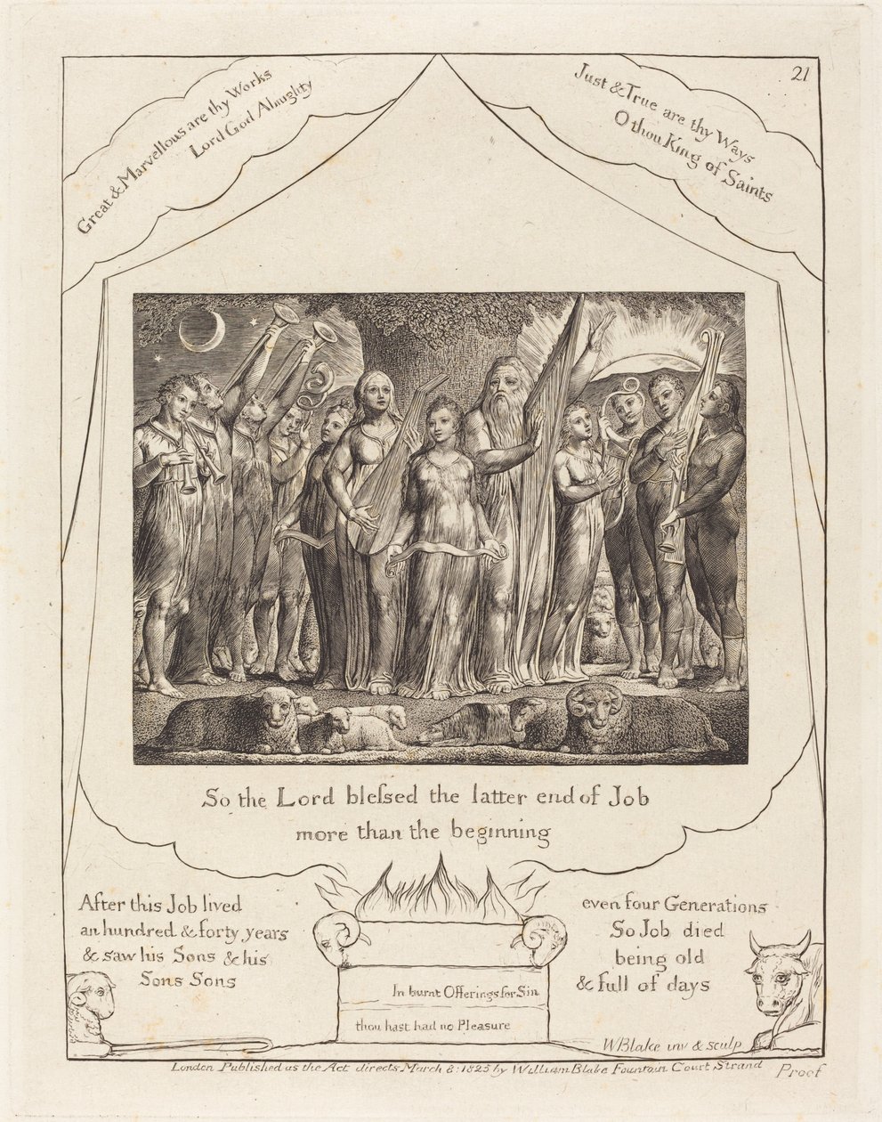 Hiob i jego żona przywrócona do dobrobytu, 1825. autorstwa William Blake