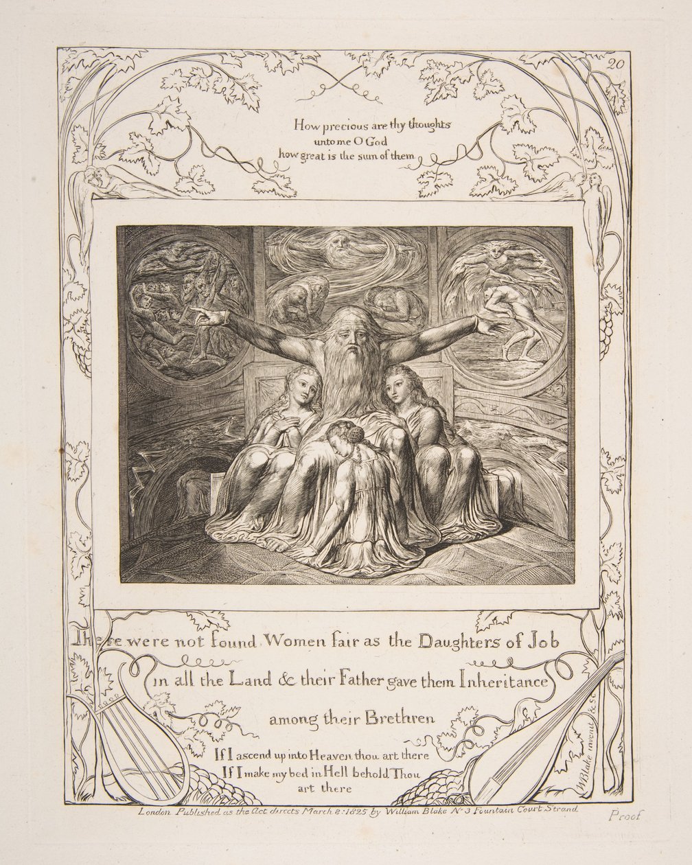 Hiob i jego córki, z ilustracji do Księgi Hioba, 1825-26. autorstwa William Blake