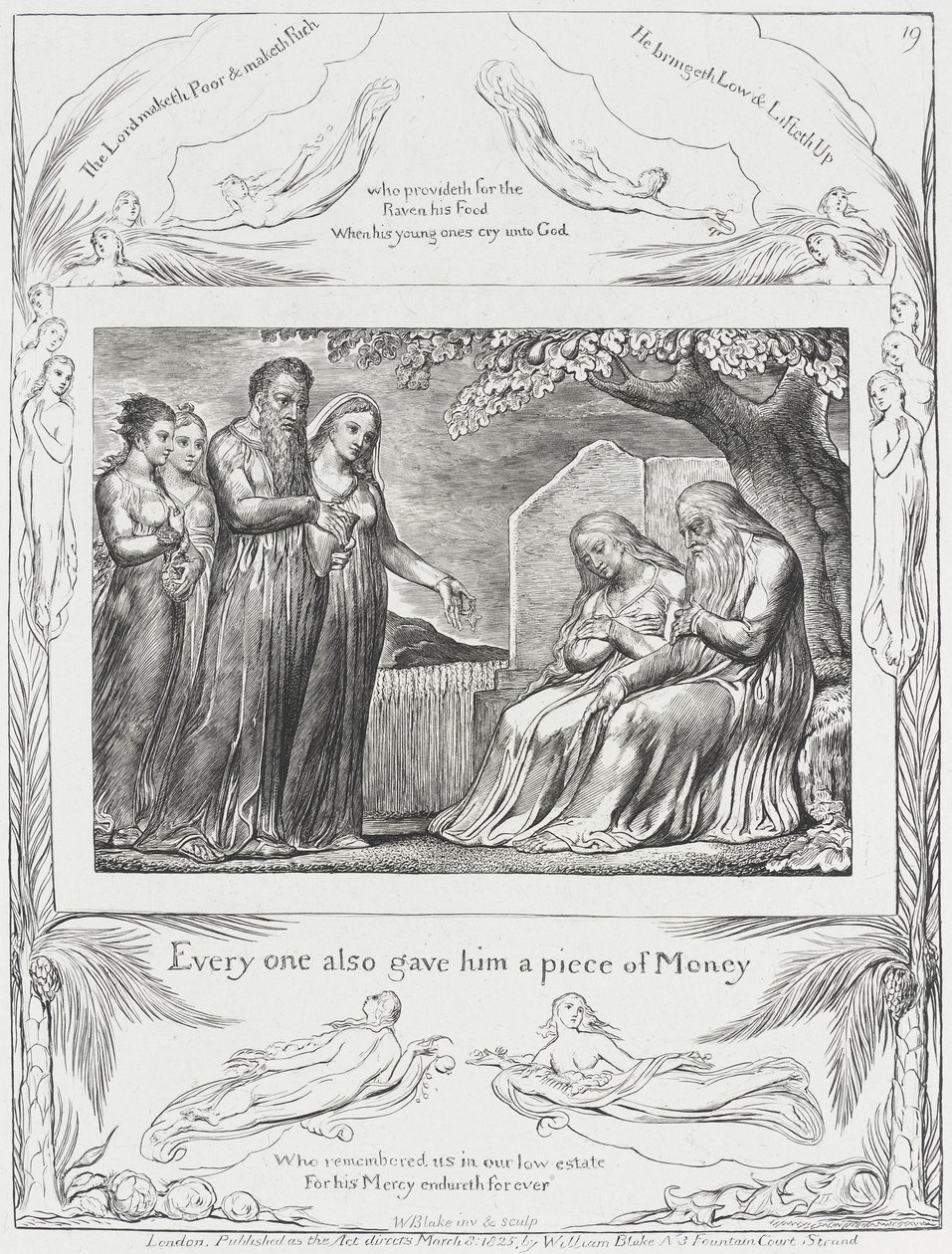 Hiob i jego żona otrzymują jałmużnę autorstwa William Blake