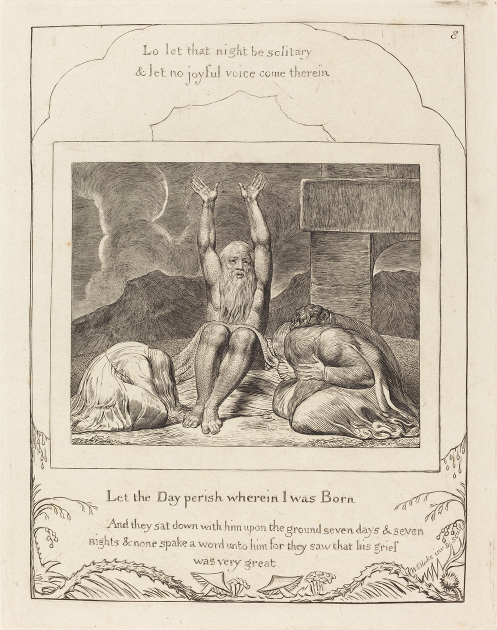 Rozpacz Hioba autorstwa William Blake