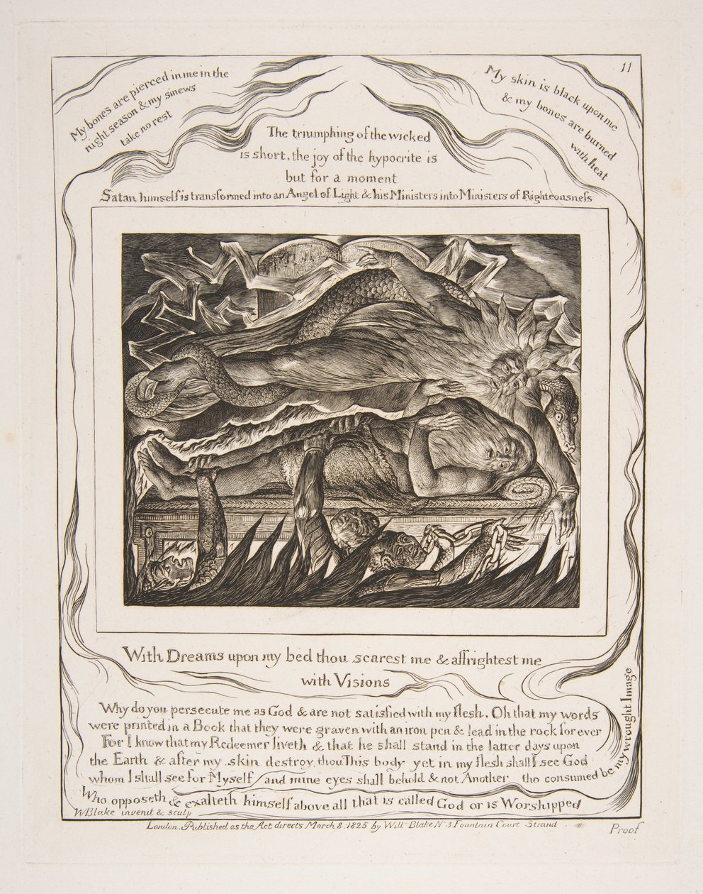 Jobs Evil Dreams, z ilustracji Księgi Hioba, 1825-26. autorstwa William Blake