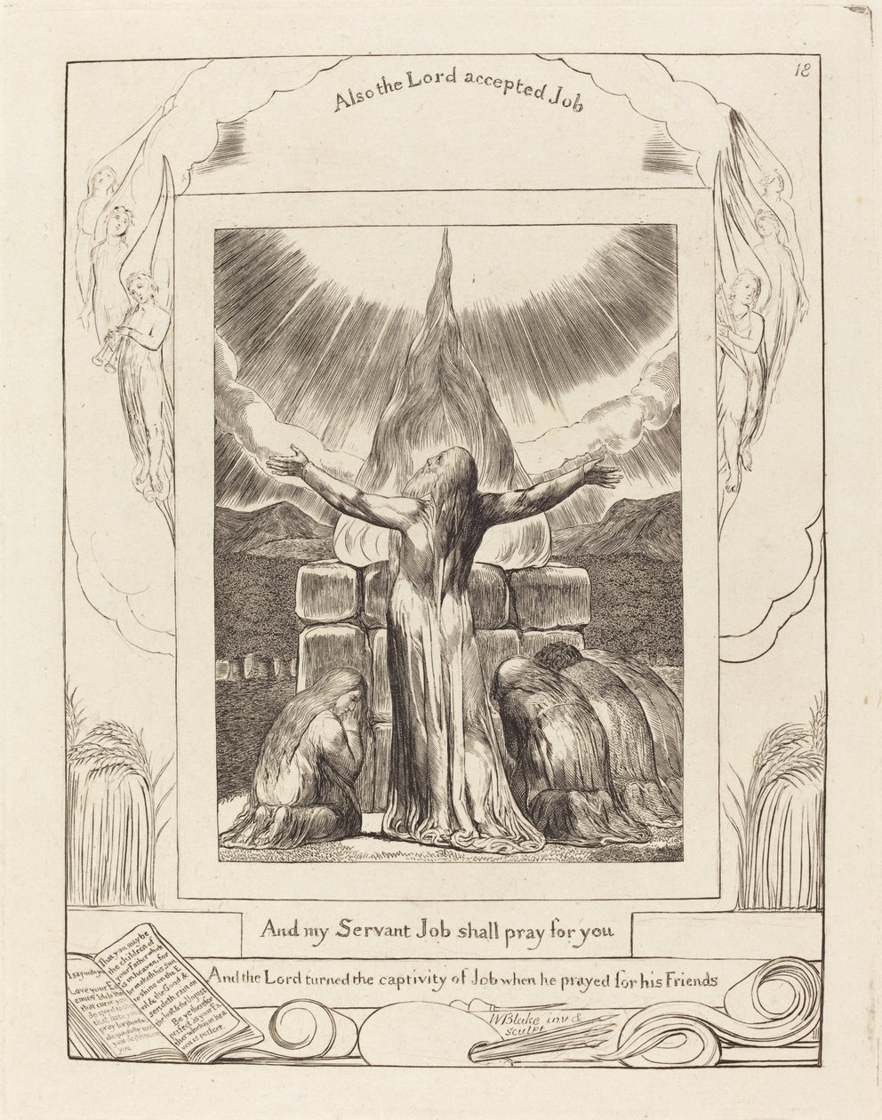 Ofiara Hioba, 1825. autorstwa William Blake