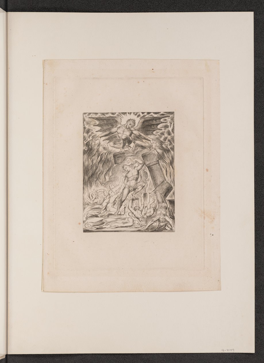 Synowie i córki Hioba przytłoczeni przez szatana, 1825. autorstwa William Blake