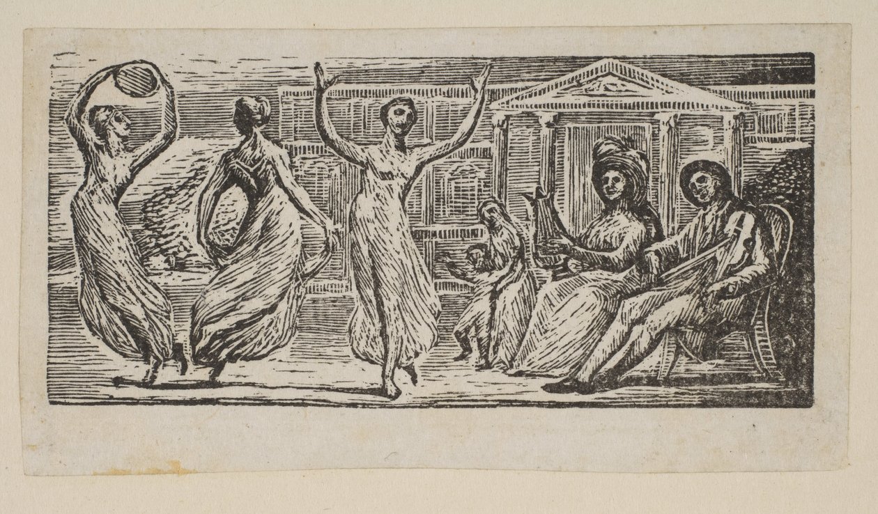 Menalcus ogląda taniec kobiet, z Pastorals of Virgil Thorntona, 1821. autorstwa William Blake