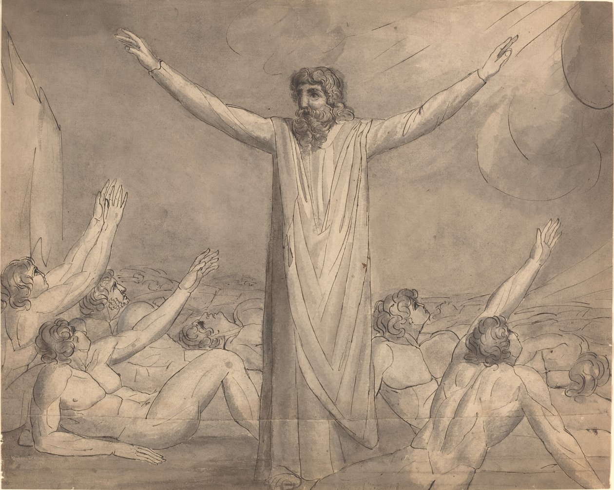 Mojżesz przetrzymuje zarazę (?) [odbyt] autorstwa William Blake