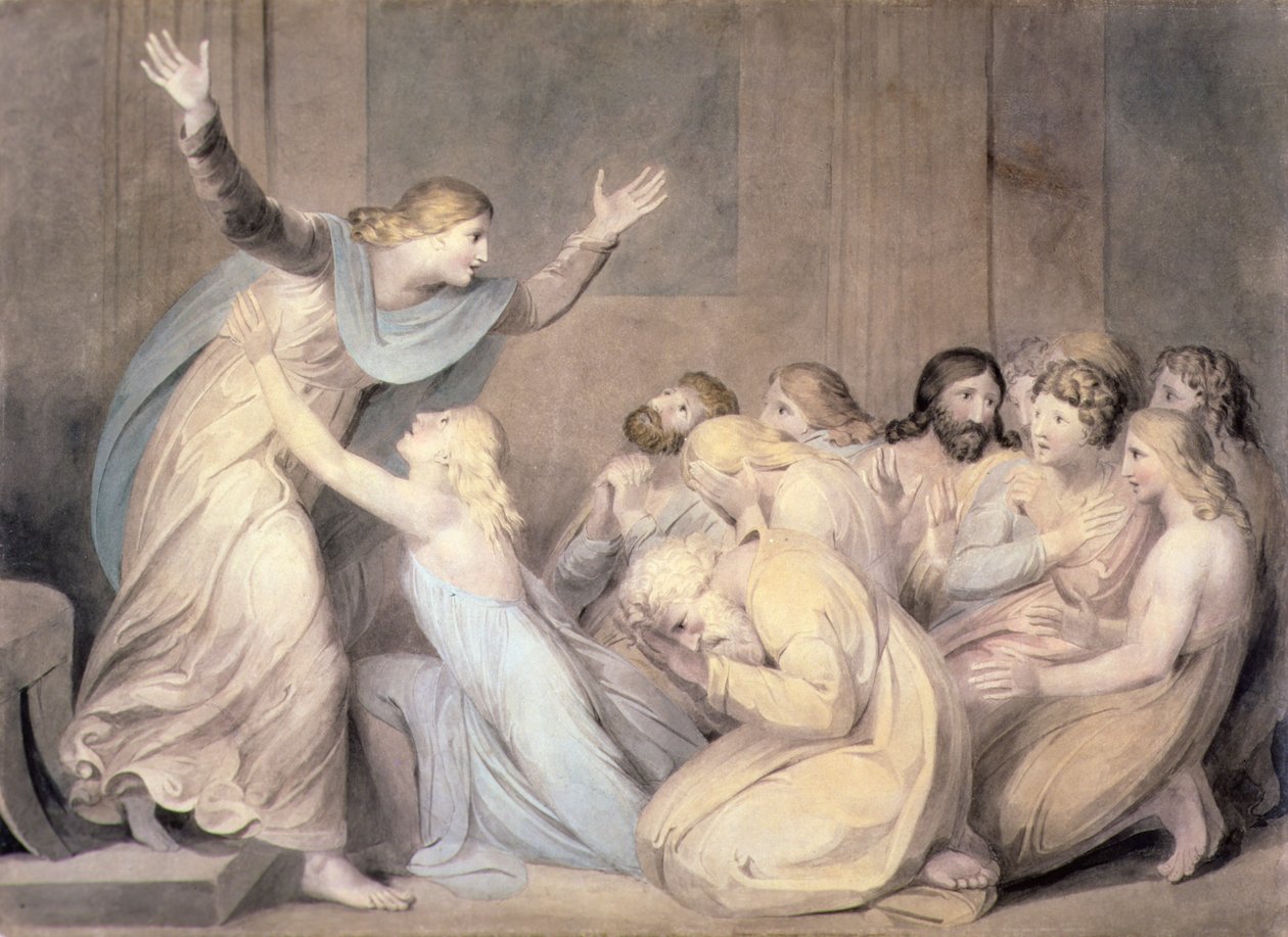 No.0456c Józef dający się poznać swoim braciom, płyta 3 „Historia Józefa”, c.1785 (ołówek, akwarela, pióro i atrament na papierze) autorstwa William Blake