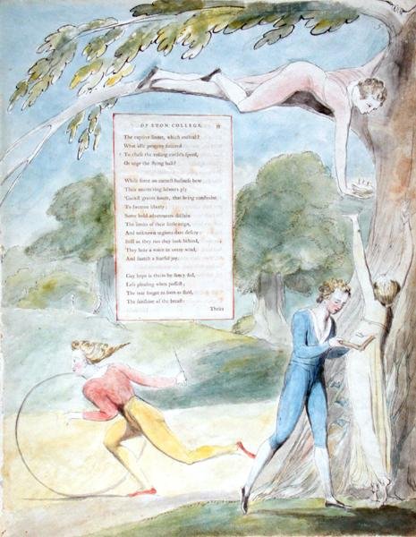 Oda o dalekiej perspektywie Eton College, z „Poematów Thomasa Graya”, opublikowana w latach 1797-98 (akwarela i czarny tusz na papierze) autorstwa William Blake
