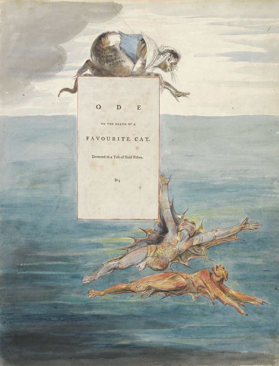 „Oda na śmierć ulubionego kota”, projekt 7 do „Wierszy Thomasa Graya” autorstwa William Blake
