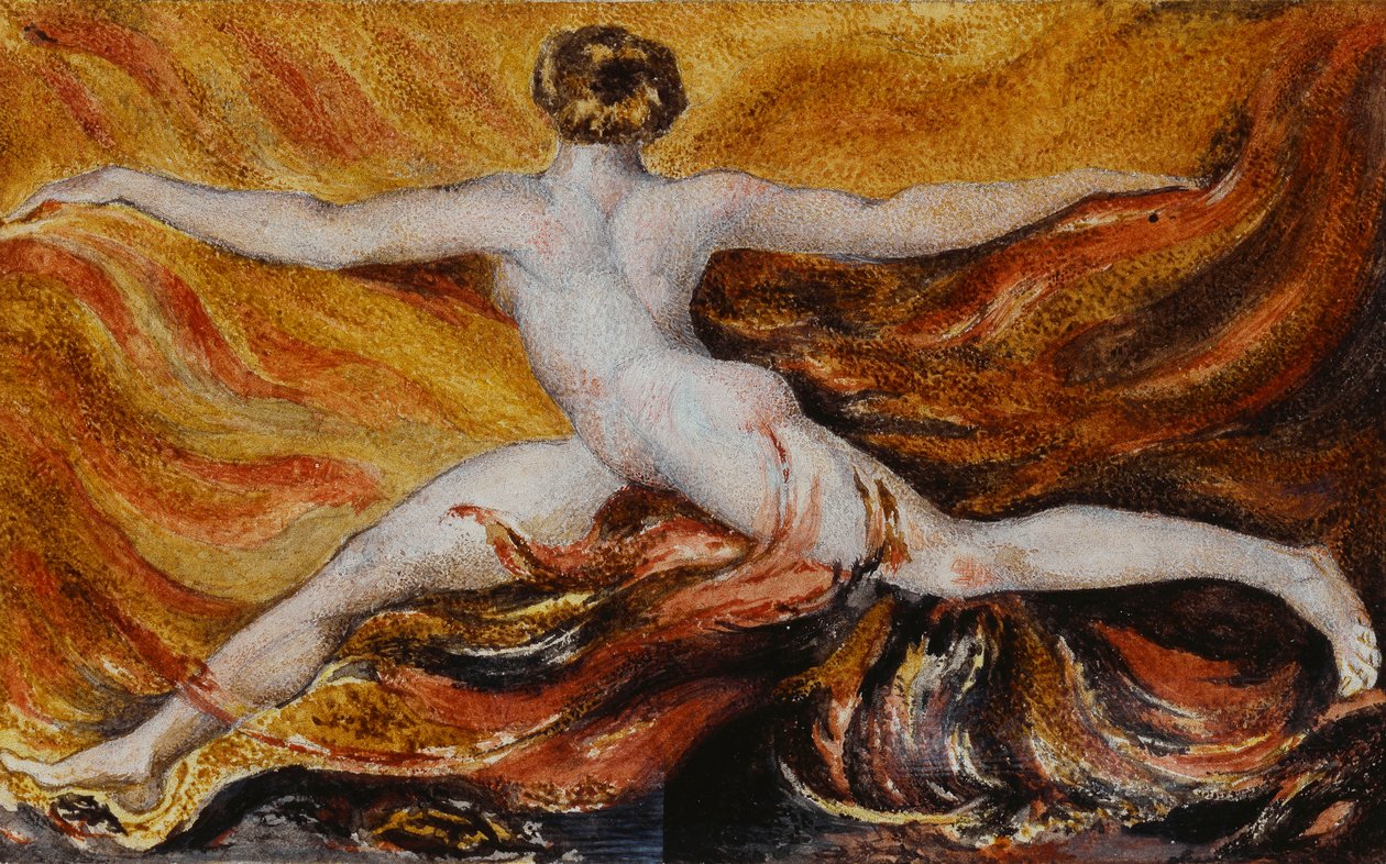 Oh! Płomienie wściekłych pragnień: płyta 3 Urizena, 1796 autorstwa William Blake