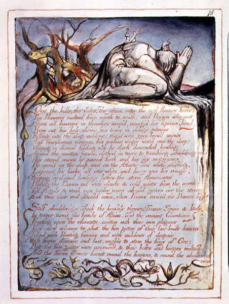 "Over the Hills", płyta 16 z "America, a Prophecy autorstwa William Blake