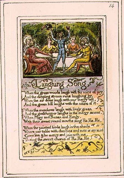 P.124-1950.pt14 Laughing Song: płyta 14 z Pieśni o niewinności i doświadczeniu (kopia R) c.1802-08 (akwaforta, tusz i akwarela) autorstwa William Blake
