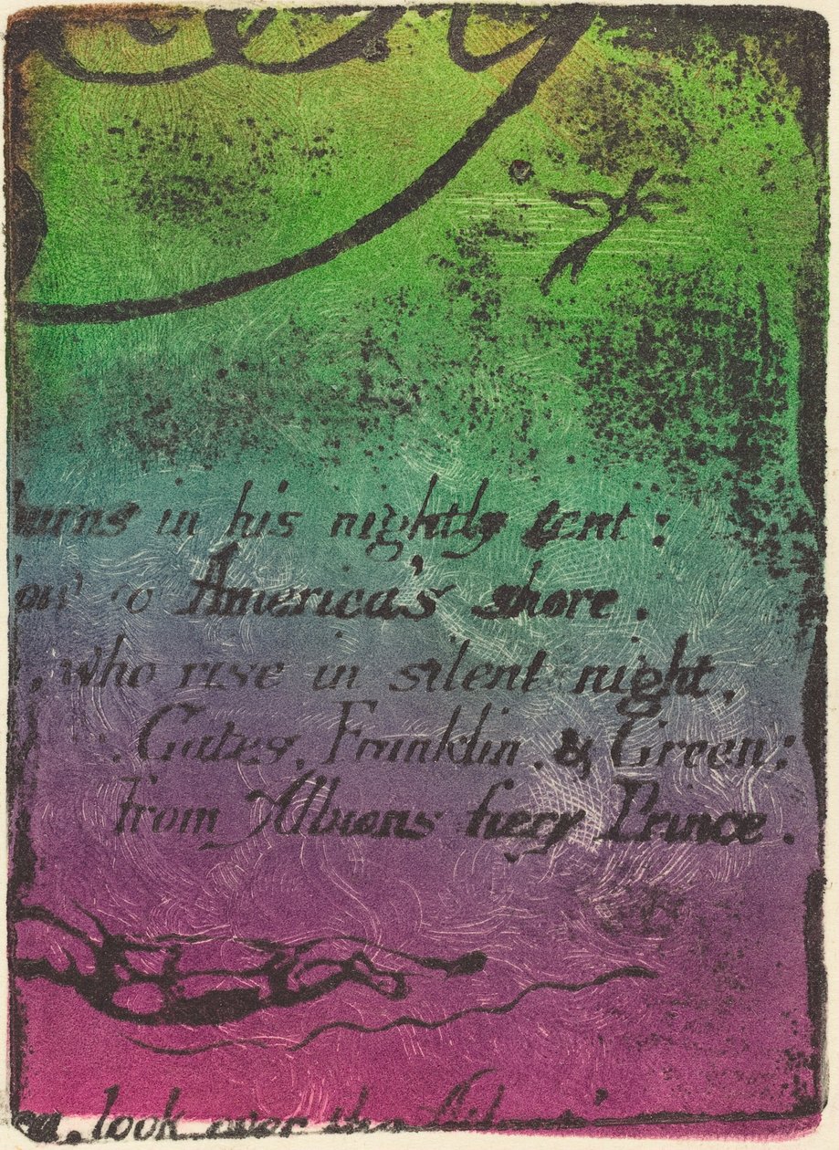 Restrike z fragmentu anulowanej płyty do A Prophecy, 1793. autorstwa William Blake