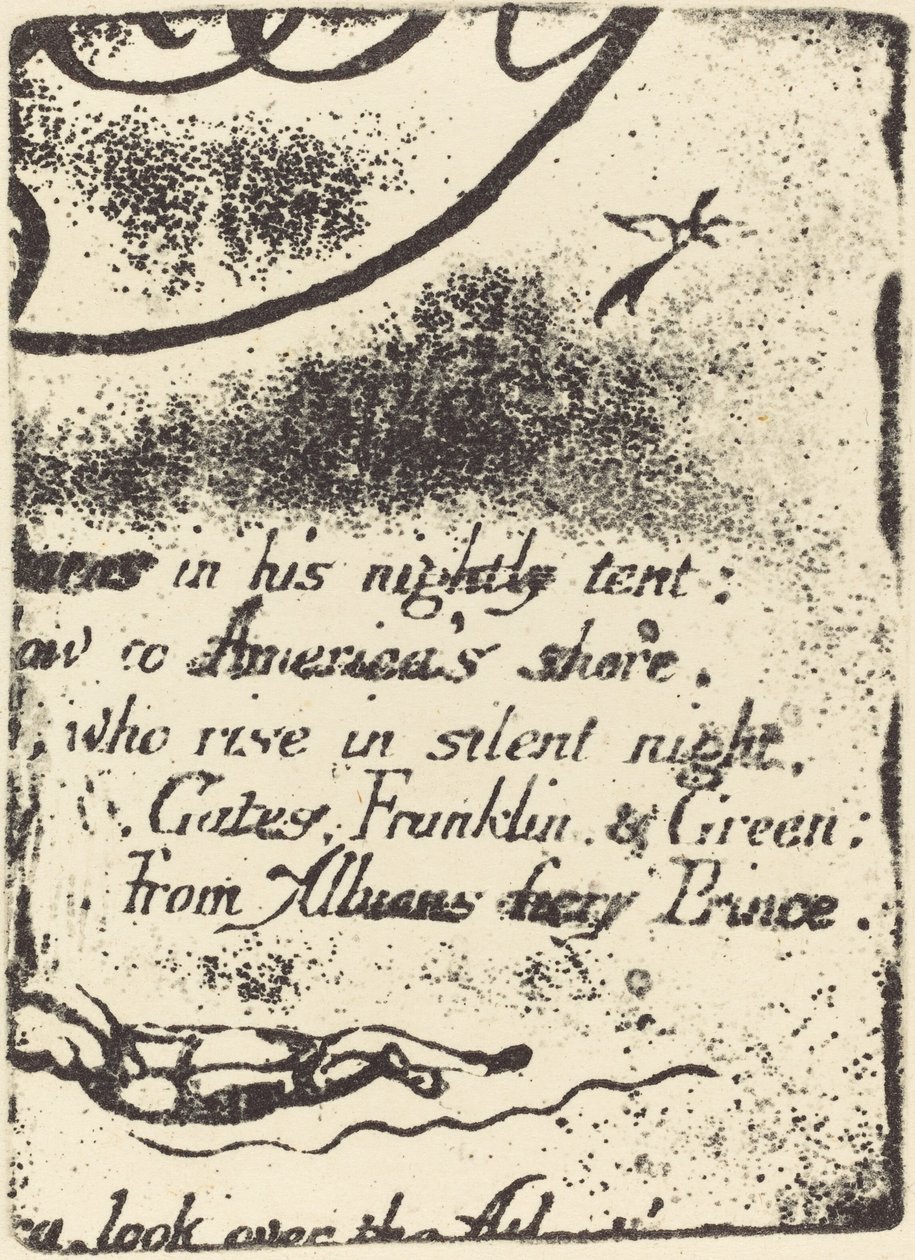 Restrike z fragmentu anulowanej płyty do A Prophecy, 1793. autorstwa William Blake