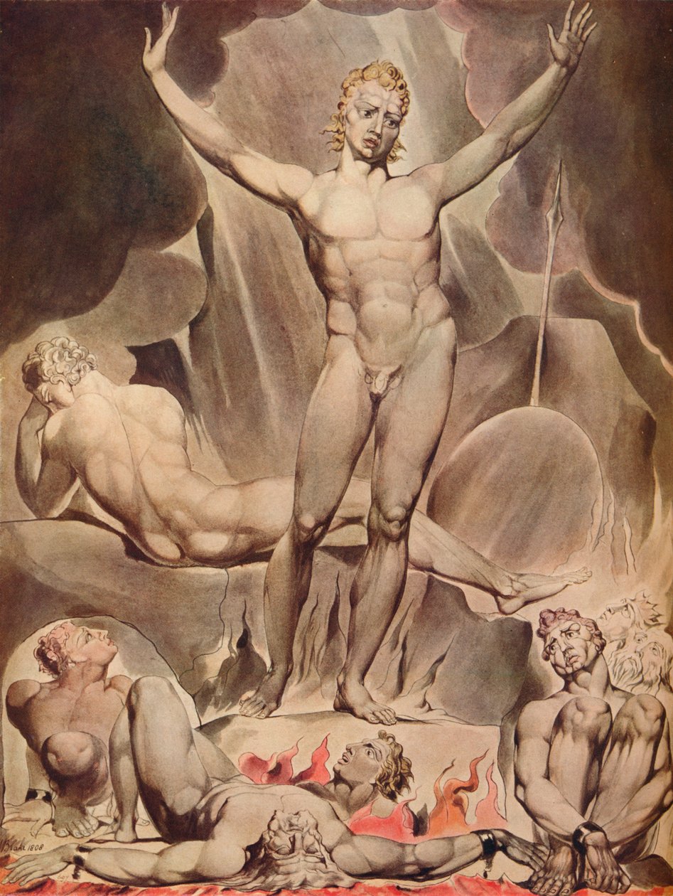 Szatan podburza zbuntowanych aniołów, 1808 autorstwa William Blake