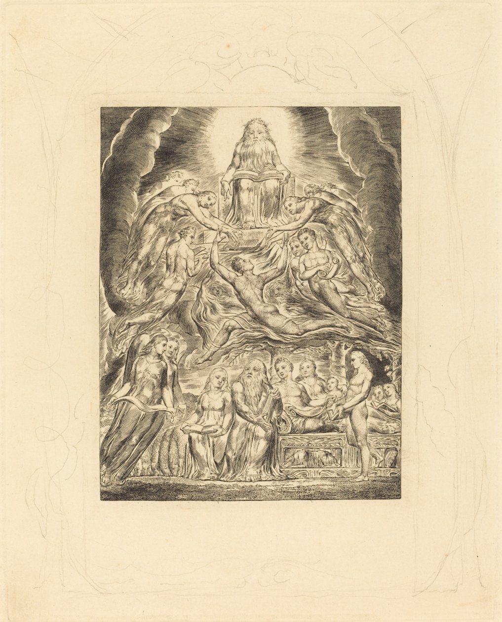 Szatan przed tronem Boga autorstwa William Blake
