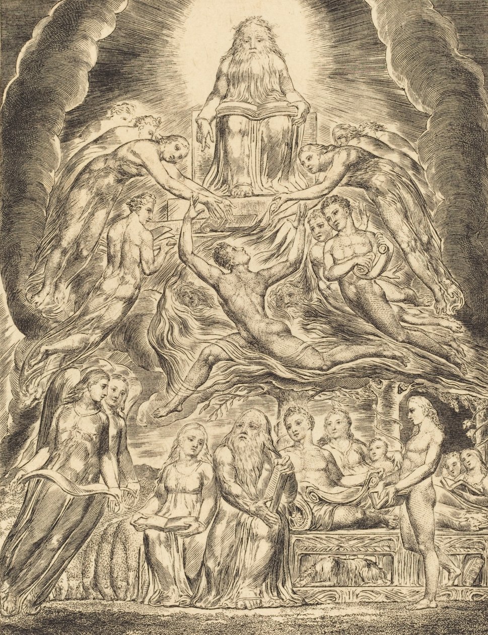 Szatan przed tronem Bożym, 1825. autorstwa William Blake