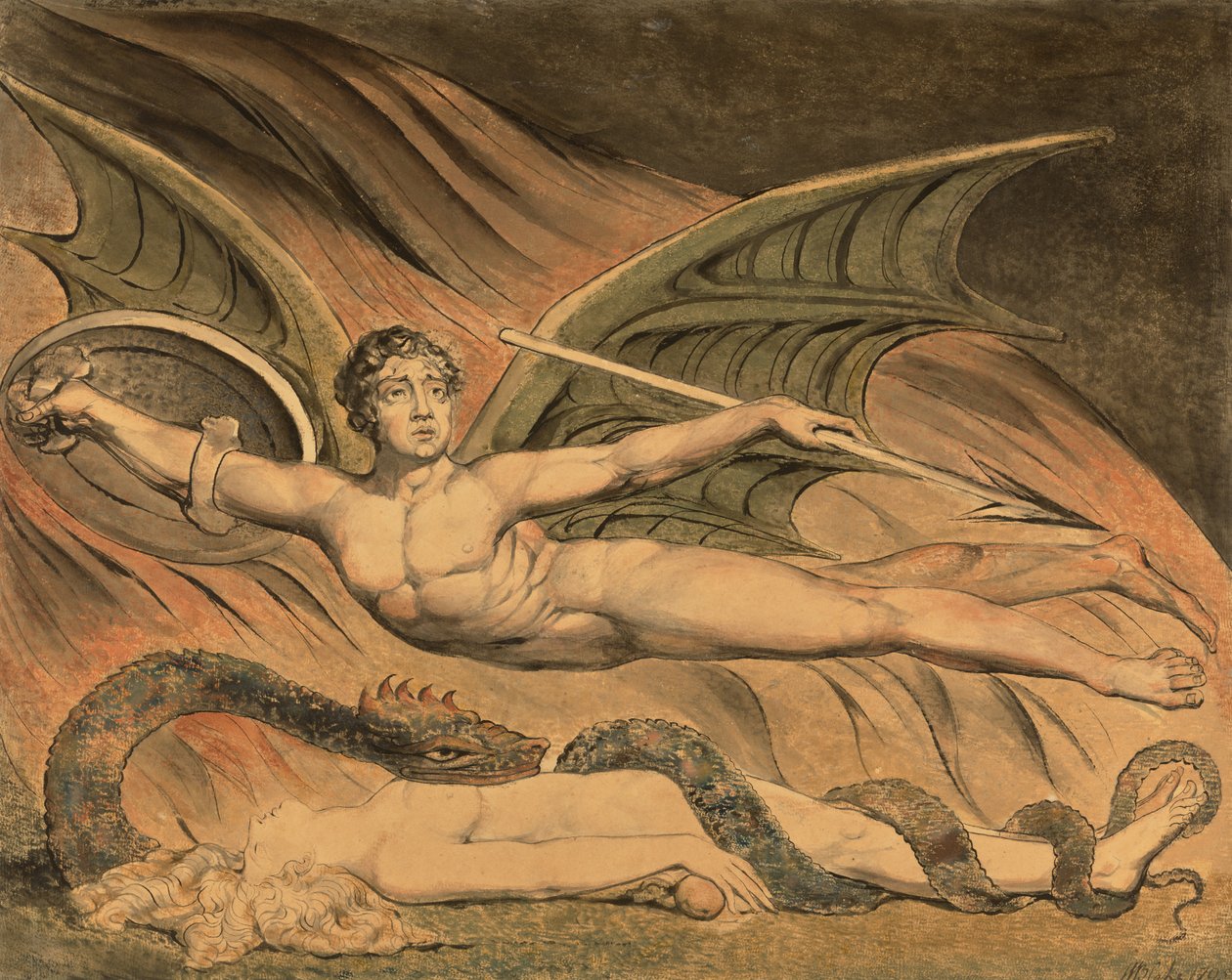 Szatan triumfujący nad Ewą autorstwa William Blake