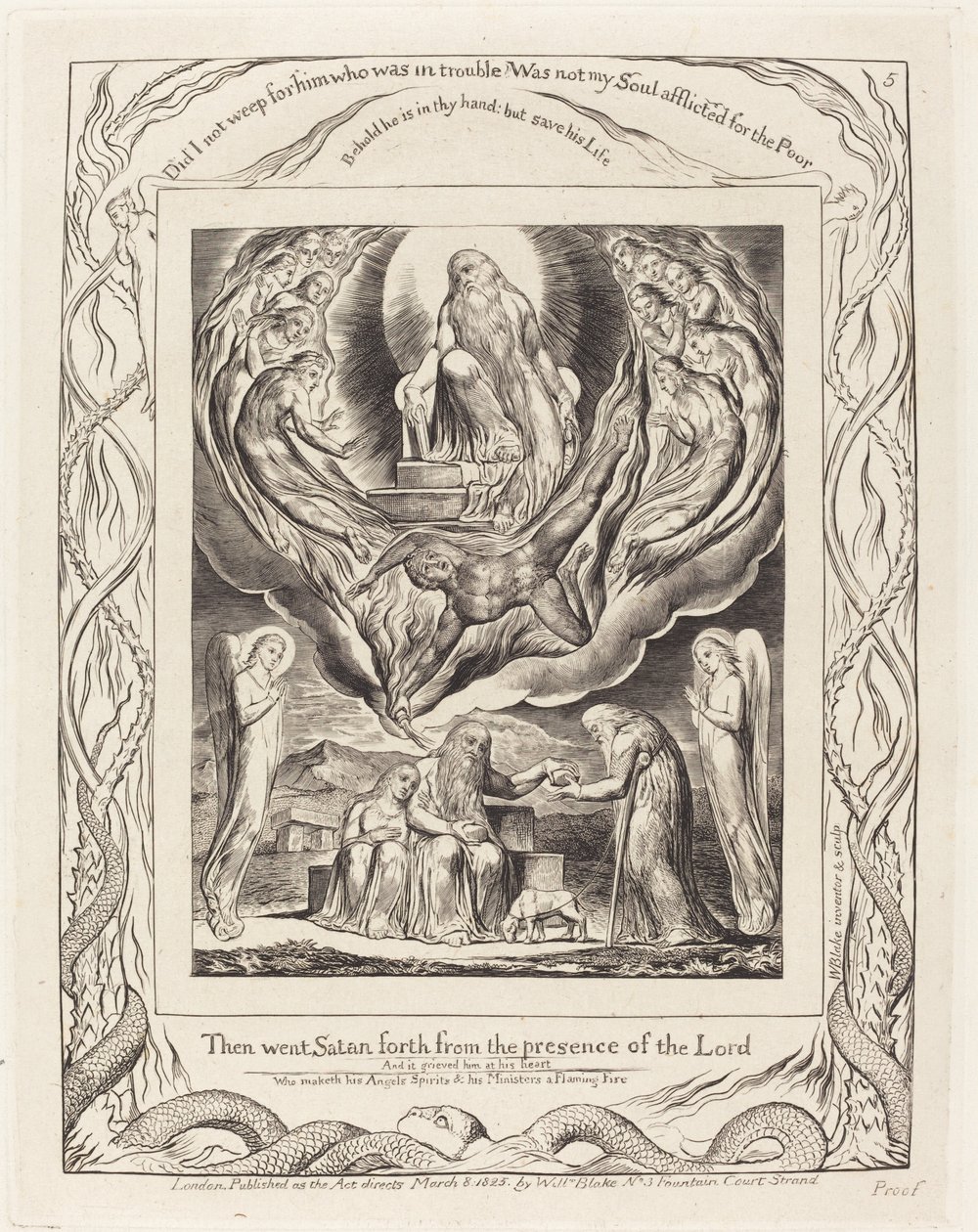 Szatan wychodzący z obecności Pana, 1825. autorstwa William Blake