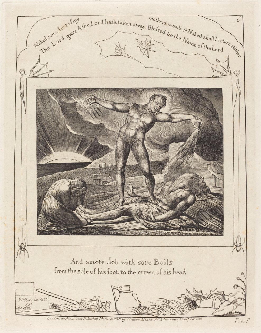 Szatan bijący Hioba wrzodami autorstwa William Blake