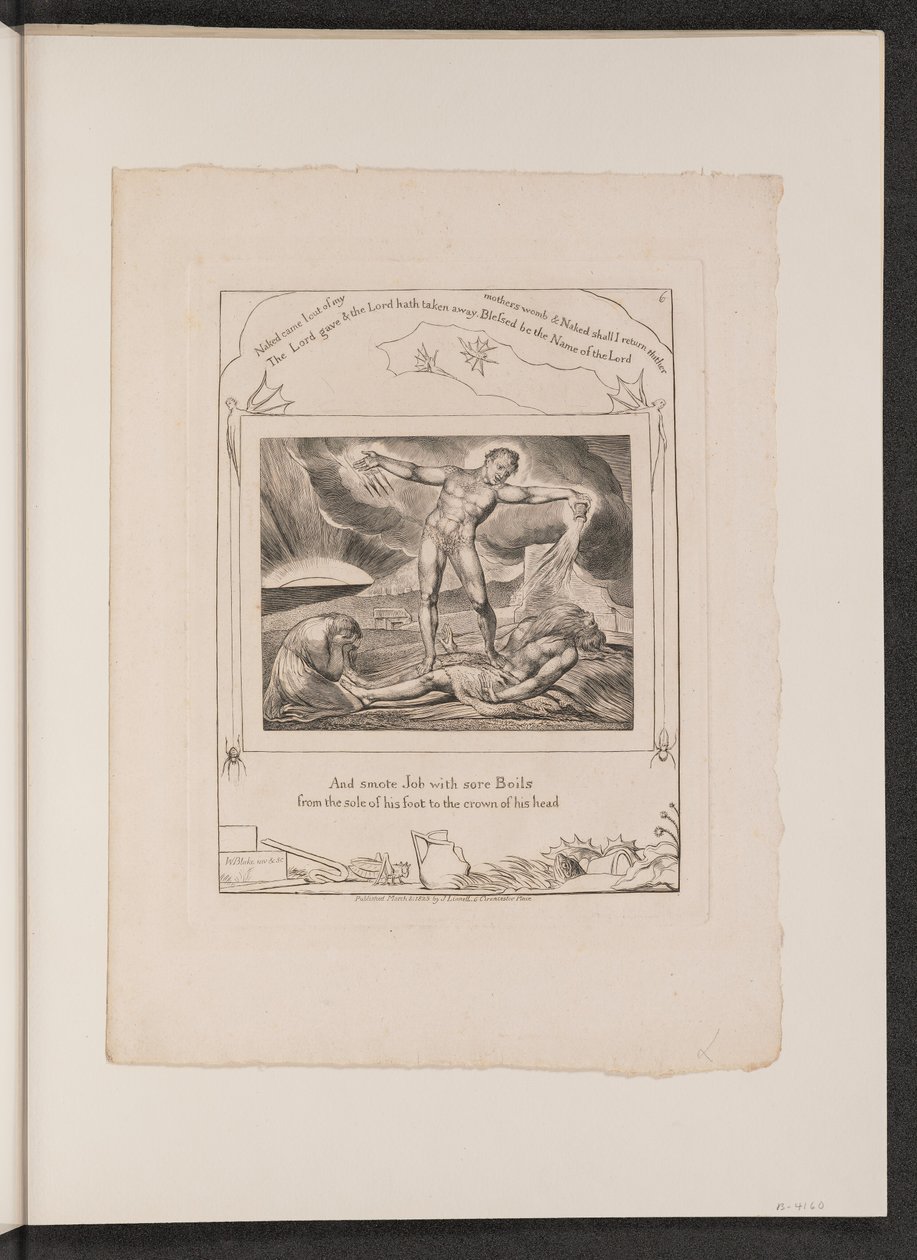 Szatan bijący Hioba wrzodami, 1825. autorstwa William Blake