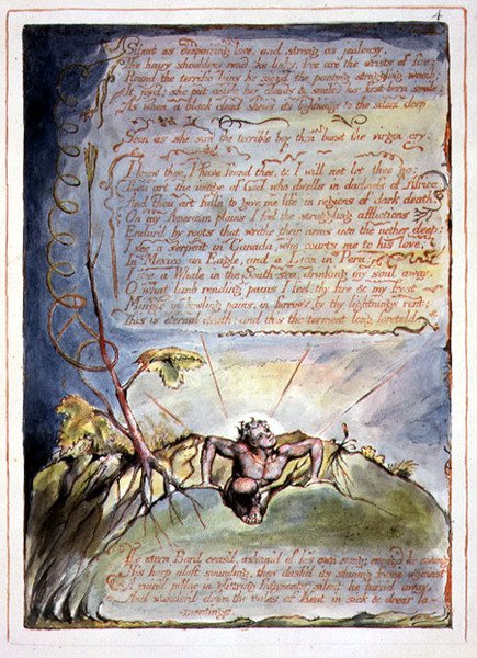 „Cicha jak rozpaczająca miłość”, płyta 2 z „Ameryka, proroctwo” autorstwa William Blake