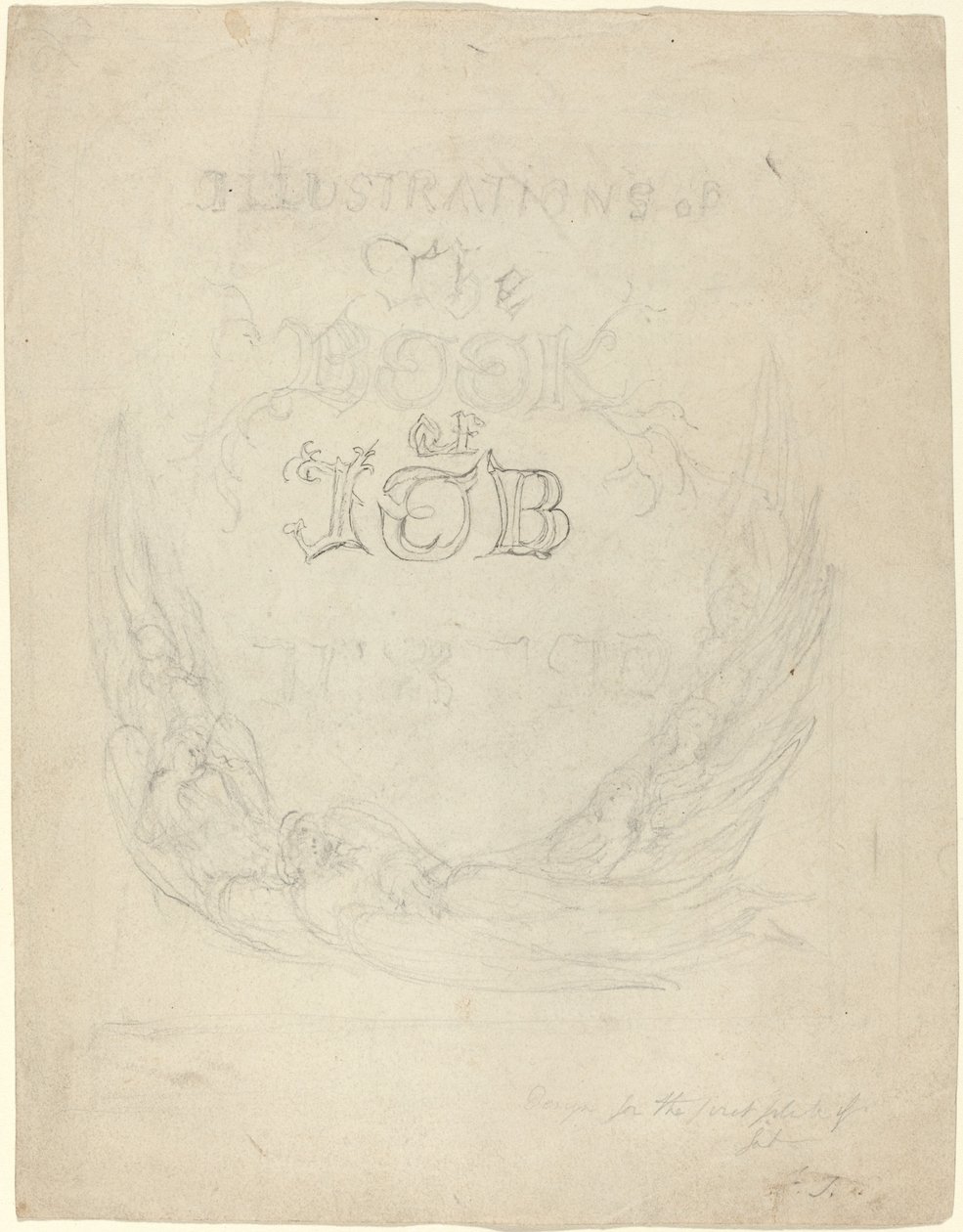 Szkic do strony tytułowej ilustracji rytych do Księgi Hioba autorstwa William Blake