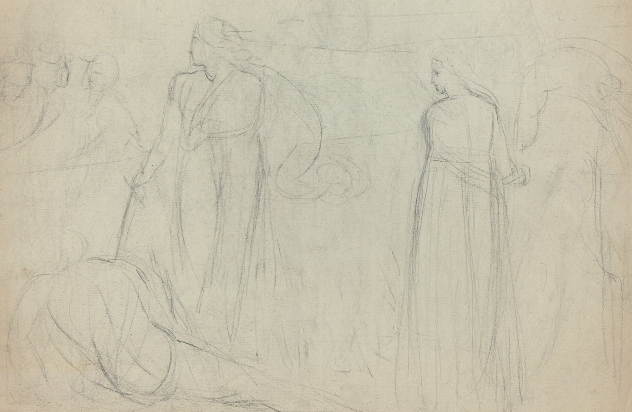 Szkic szermierza stojącego nad pokonanym przeciwnikiem [verso] autorstwa William Blake