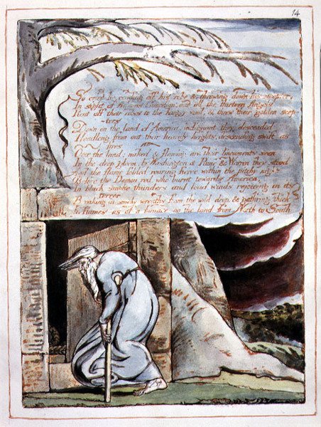„Tak płakał”, płyta 12 z „Ameryka, proroctwo” autorstwa William Blake