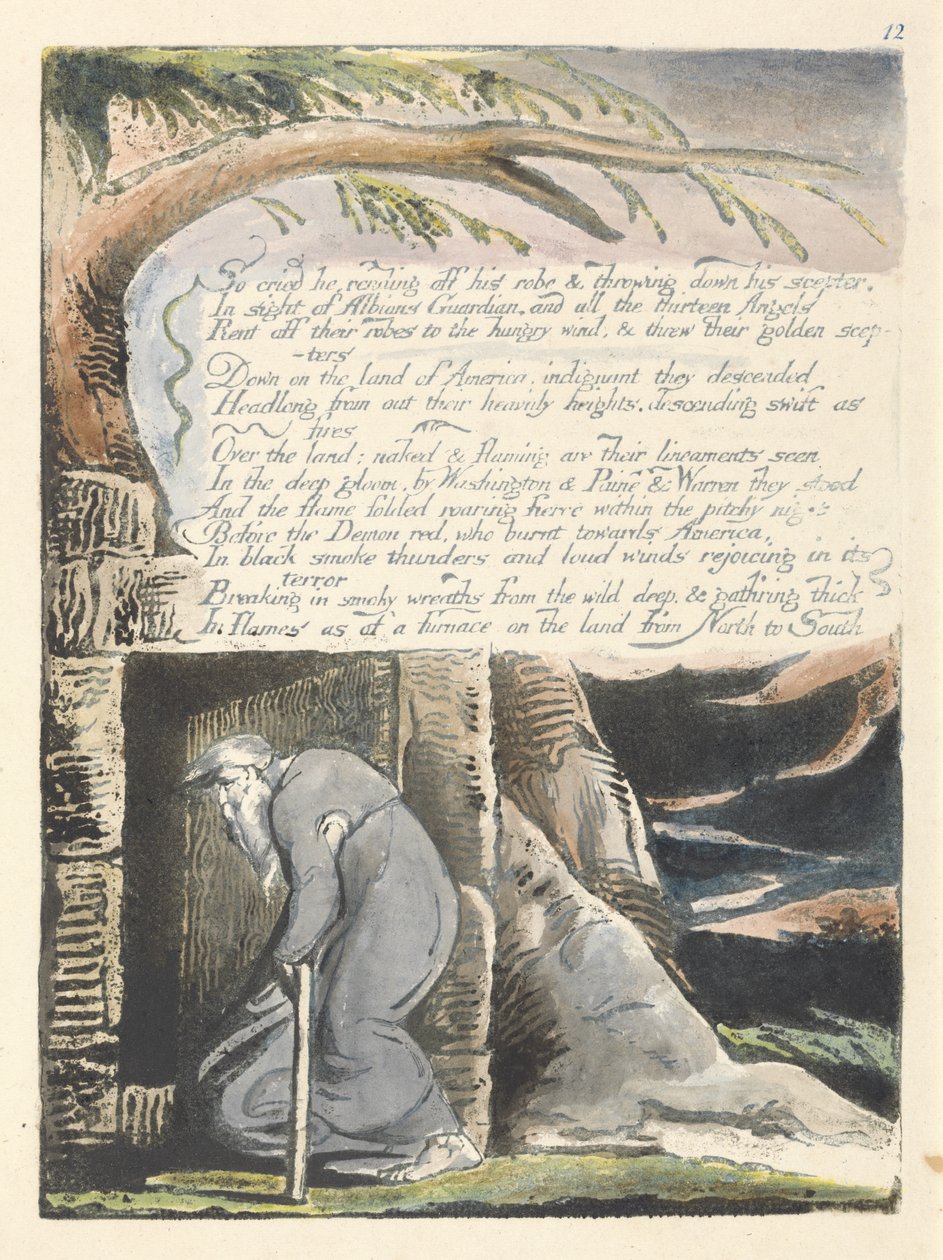 „Tak płakał…”, płyta 14 z „Ameryka: Proroctwo” autorstwa William Blake
