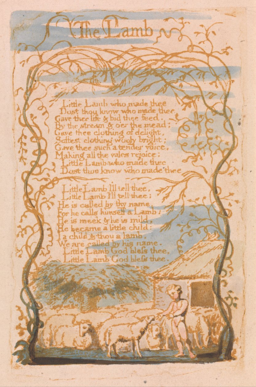 Pieśni niewinności, płyta 8, Baranek (Bentley 8) autorstwa William Blake
